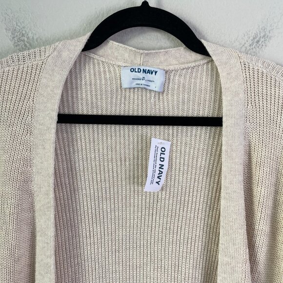 NEW Old Navy Womens XL Tan Open Knit Cardigan Sweater Pockets Mid Length - Picture 4 of 11